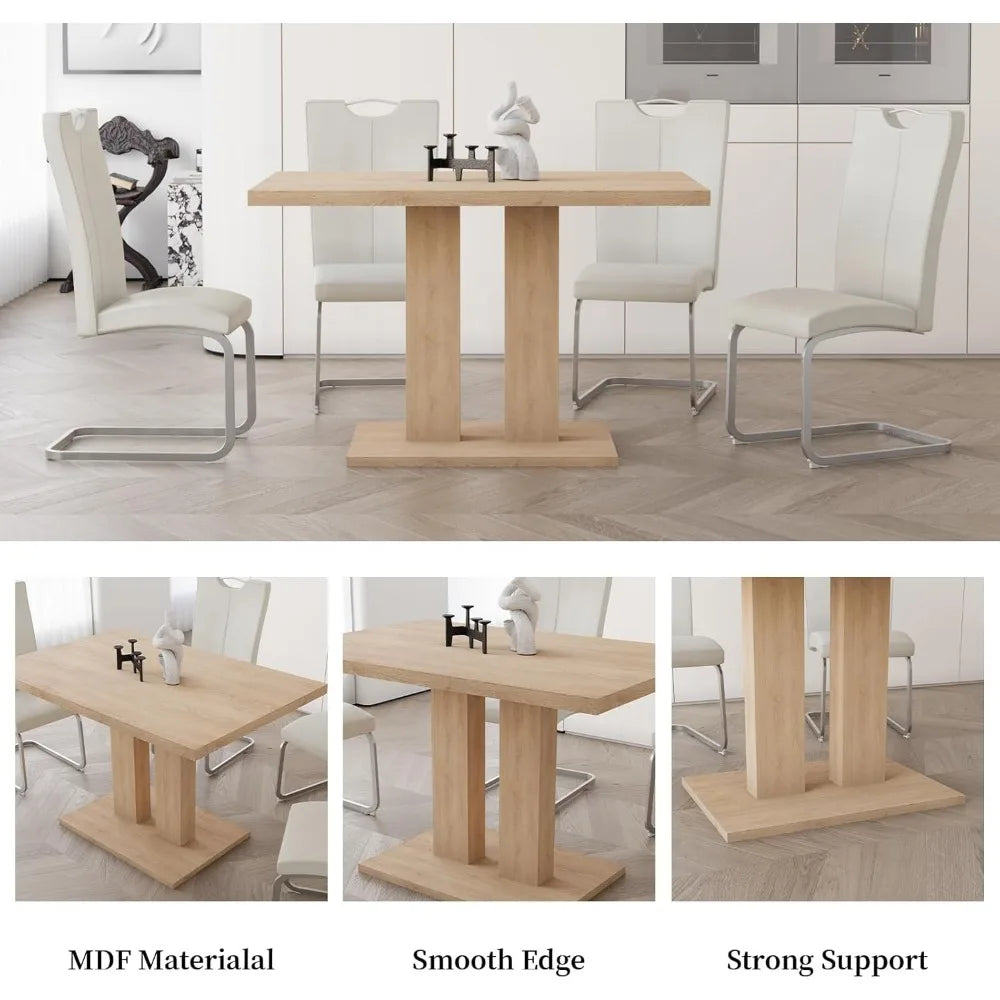 Modern 46 inch kitchen dining table 5-piece set (dining table+4 white chairs)28.3 x 46 x 29.9 inches