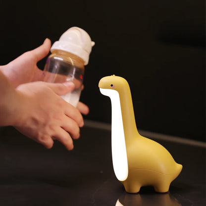 Luz de noche de dinosaurio, linda luz de noche para niños, protección para los ojos, lámpara de mesita de noche con temporizador, carga USB, decoración de habitación, regalo para niños