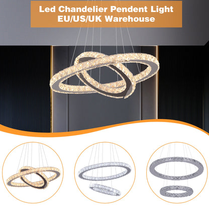 Luxury K9 Crystal Chandelier Pendant Lighting Fixtures Modern Ring Hanging Lamps Dining Room Hotel Home Appliance Decora Lights