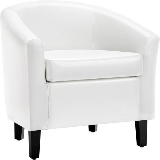 Fauteuil d'appoint en similicuir, fauteuil tonneau moderne et confortable, fauteuil club avec pieds rembourrés doux et solides pour salon, chambre à coucher