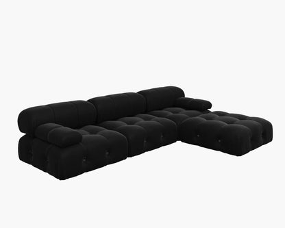 Minimalist Sectional Sofa for Living Room Black Velvet Fabric Modular Couches with Ottomans Comfortable Lounge Couch Sofas Sets