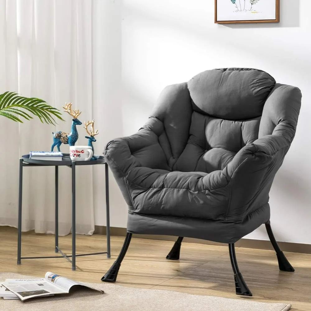 Grand fauteuil paresseux en tissu, fauteuil de lecture d'appoint, fauteuil de salon confortable avec accoudoirs, fauteuil de salon de loisirs