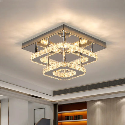 Lustre de plafond en cristal K9, luminaire suspendu pour couloir d'intérieur, éclairage de vestiaire, luminaire de plafond décoratif à LED pour allée