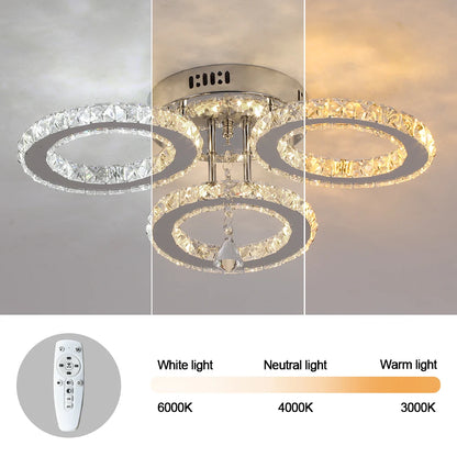 Crystal Led Ceiling Lamp With Remote Control Modern Chandelier Light Hanging Pendant Lamps Indoor Decora Surface Mounted Fixture