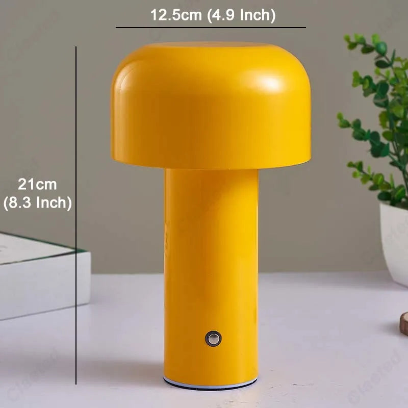 Mushroom Table Lamp Italian Designer Night Light Portable Cordless Touch Rechargeable Decor Lamp USB Bedside Lamp Desktop Lamp