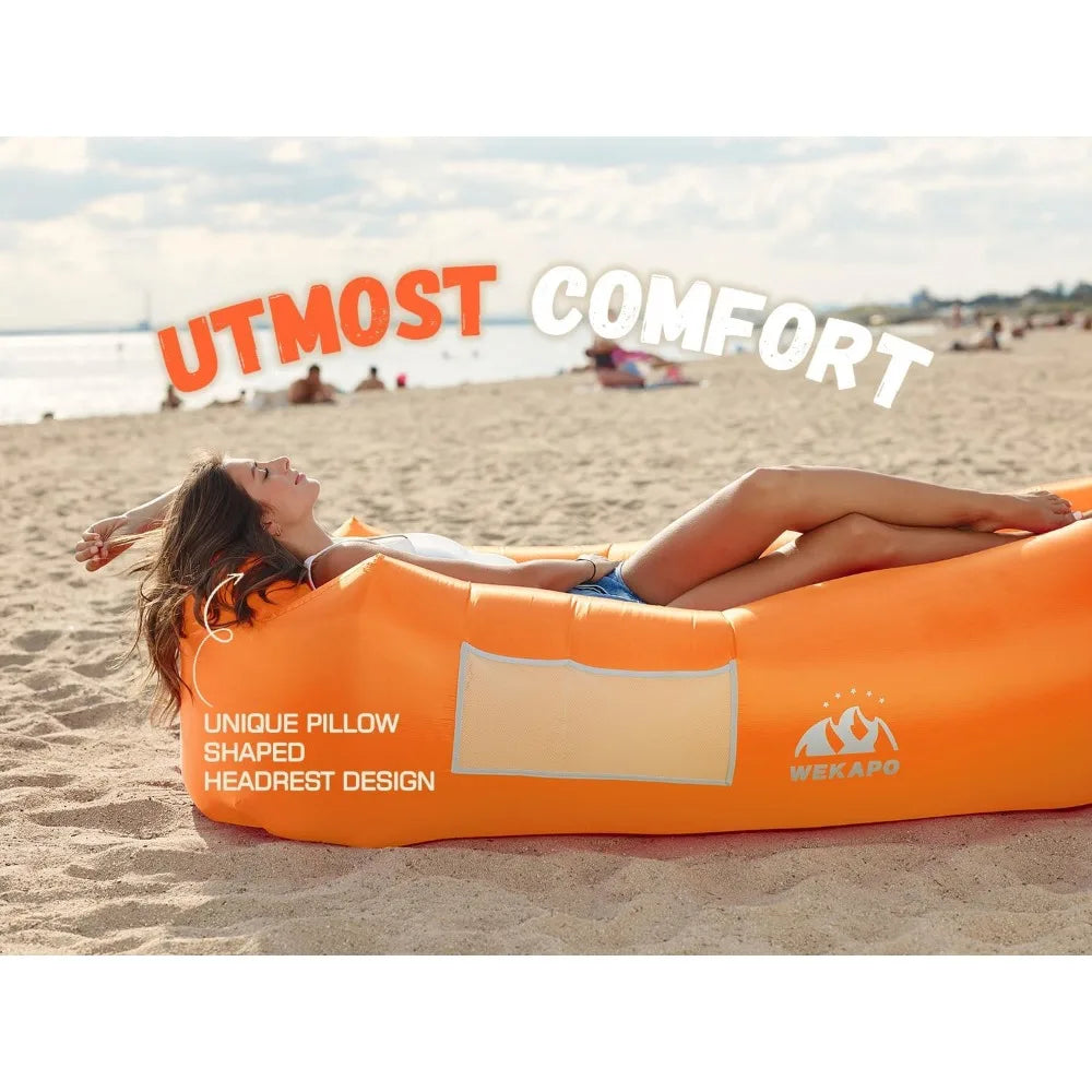 WEKAPO Inflatable Lounger Air Sofa Chair–Camping & Beach Accessories–Portable Water Proof Couch for Hiking, Picnics, Outdoor