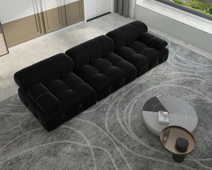 Minimalist Sectional Sofa for Living Room Black Velvet Fabric Modular Couches with Ottomans Comfortable Lounge Couch Sofas Sets