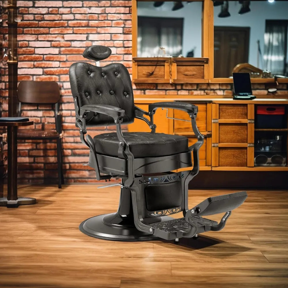 Fauteuil de barbier inclinable vintage robuste hydraulique avec appui-tête mobilier de salon salon professionnel équipement de shampoing pour spa de beauté