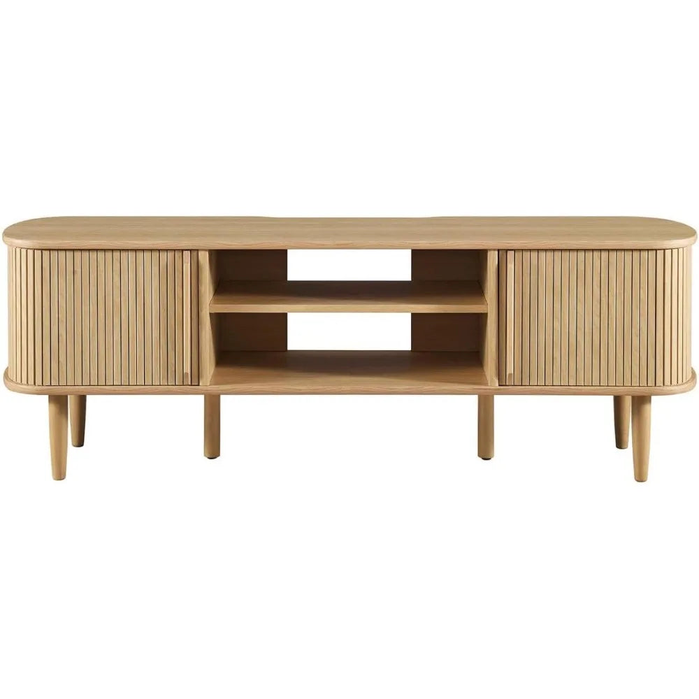 Mueble para TV multimedia Contour Mid-Century Modern de 55" en roble, 15 x 54,5 x 18,5