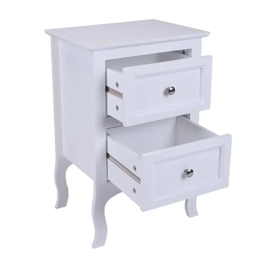 Ensemble de 2 tables de nuit, table d'appoint, table de nuit, blanc, tables de nuit