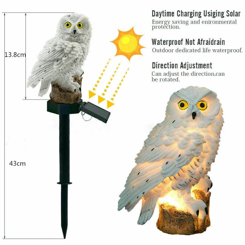 Lampe de jardin à LED à énergie solaire en forme de hibou pour la maison, fleurs artificielles, lampe de pelouse extérieure étanche, décoration à LED à énergie solaire