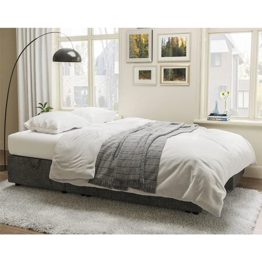 Sofá cama 2 en 1 con diván extraíble y espacio de almacenamiento para sala de estar, sofá cama con cama extraíble, lino gris