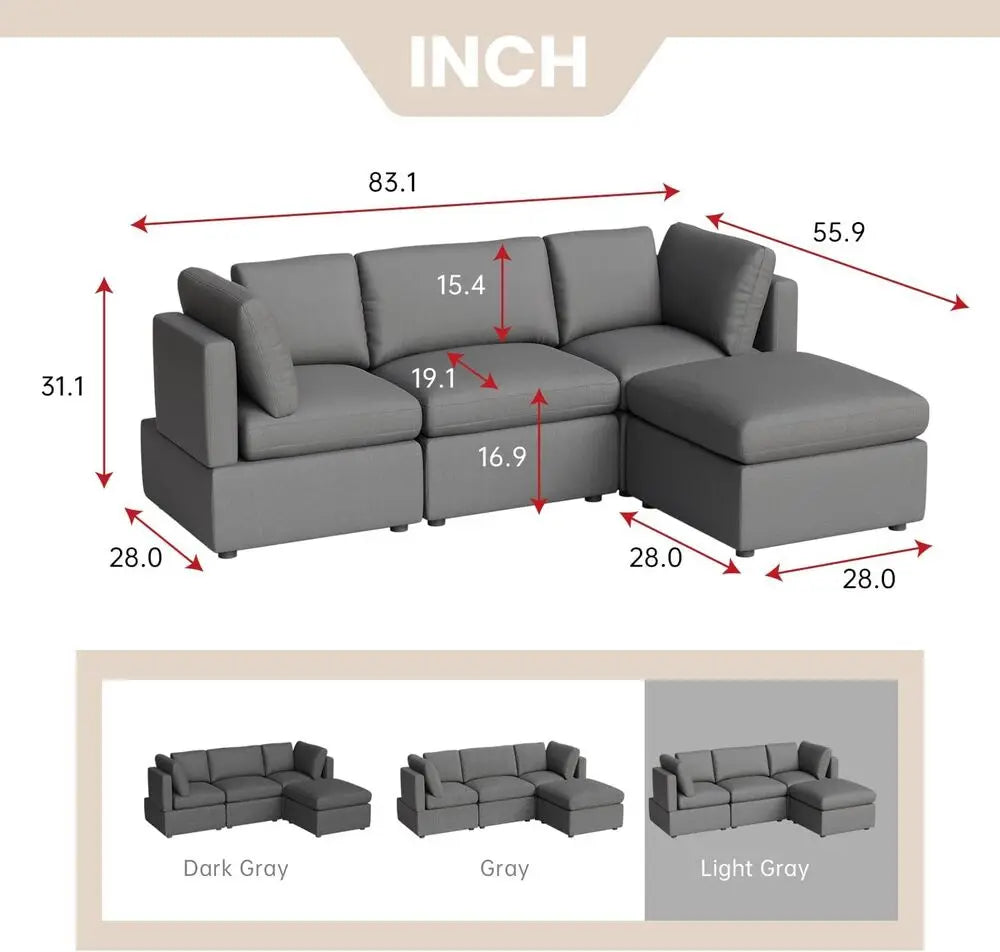 Sofa Couch Convertible Sofa Modular Sectional Sofa Couch for Living Room 3-Seat