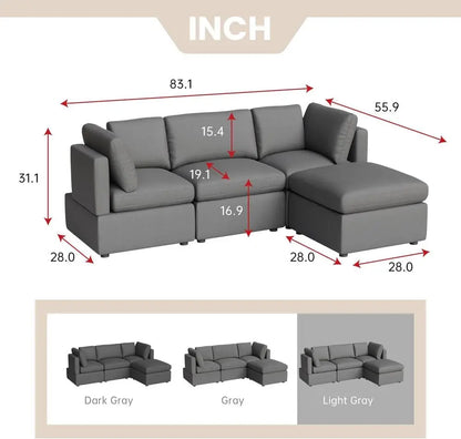 Sofa Couch Convertible Sofa Modular Sectional Sofa Couch for Living Room 3-Seat