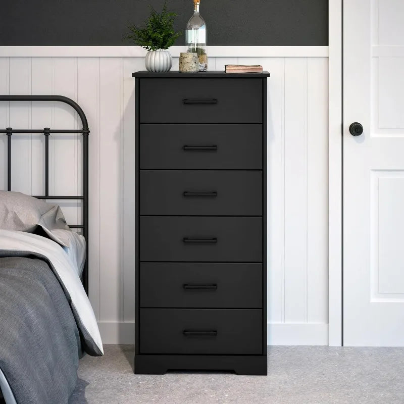 Astrid Tall White Dresser: 16"D x 20"W x 52"H, 6-Drawer Chest for Bedroom by Prepac - Perfect Chest of Drawers for Ample