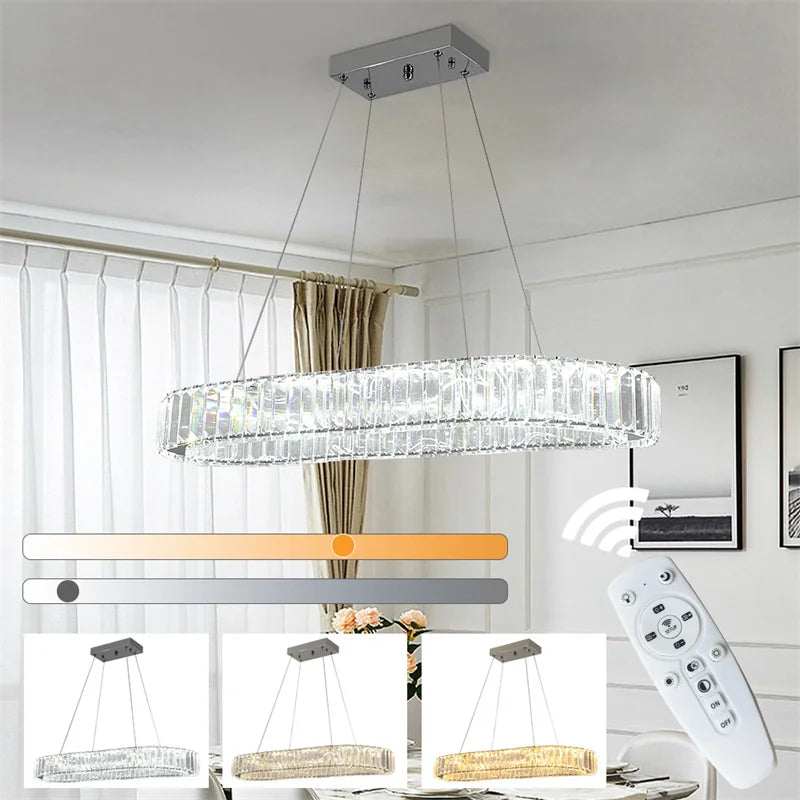 Modern Crystal Chandelier Dining Room Decor Pendant Hanging Light Fixtures For Living Room Ceiling Lamp Lustre Home Decoration