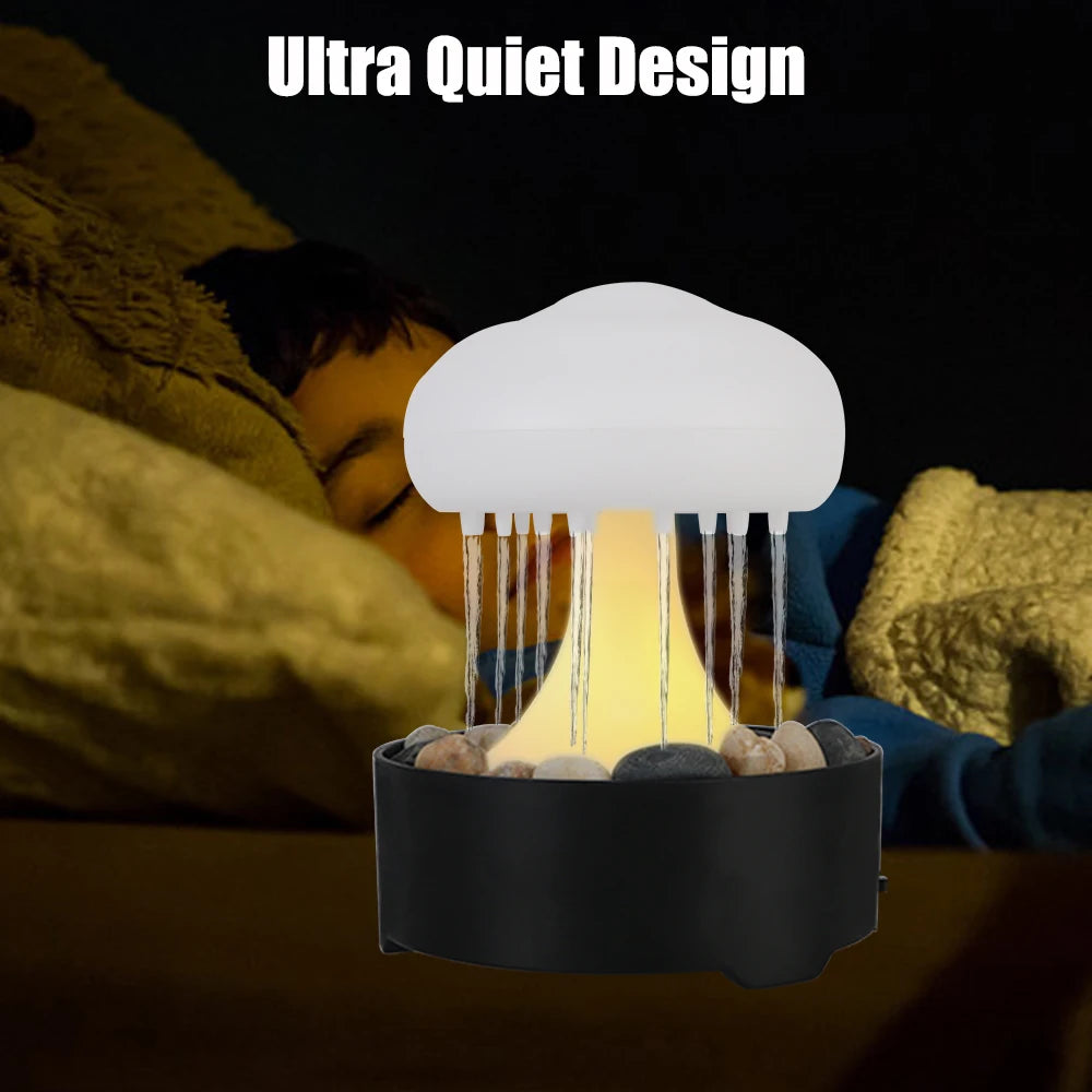 Lampe champignon lumières blanches chaudes pluie nuage veilleuse pour maison chambre portable fontaine lumière