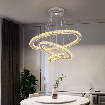 Luxury Crystal Modern Pendant Light DIY Rings Led Dimmable Chandelier Hanging Lustre Ceiling Lamp Home Living Room Decor Fixture