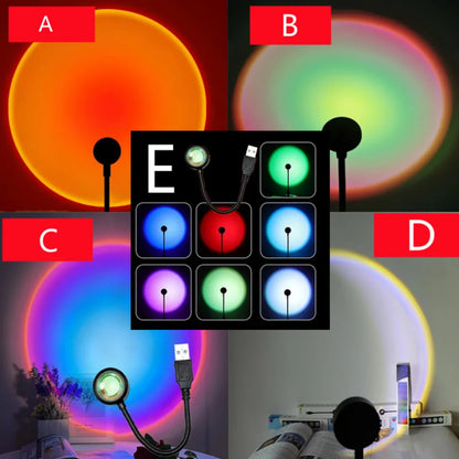 Lámpara de atardecer LED USB arcoíris neón luz nocturna proyector fotografía pared ambiente iluminación para dormitorio decoración regalo