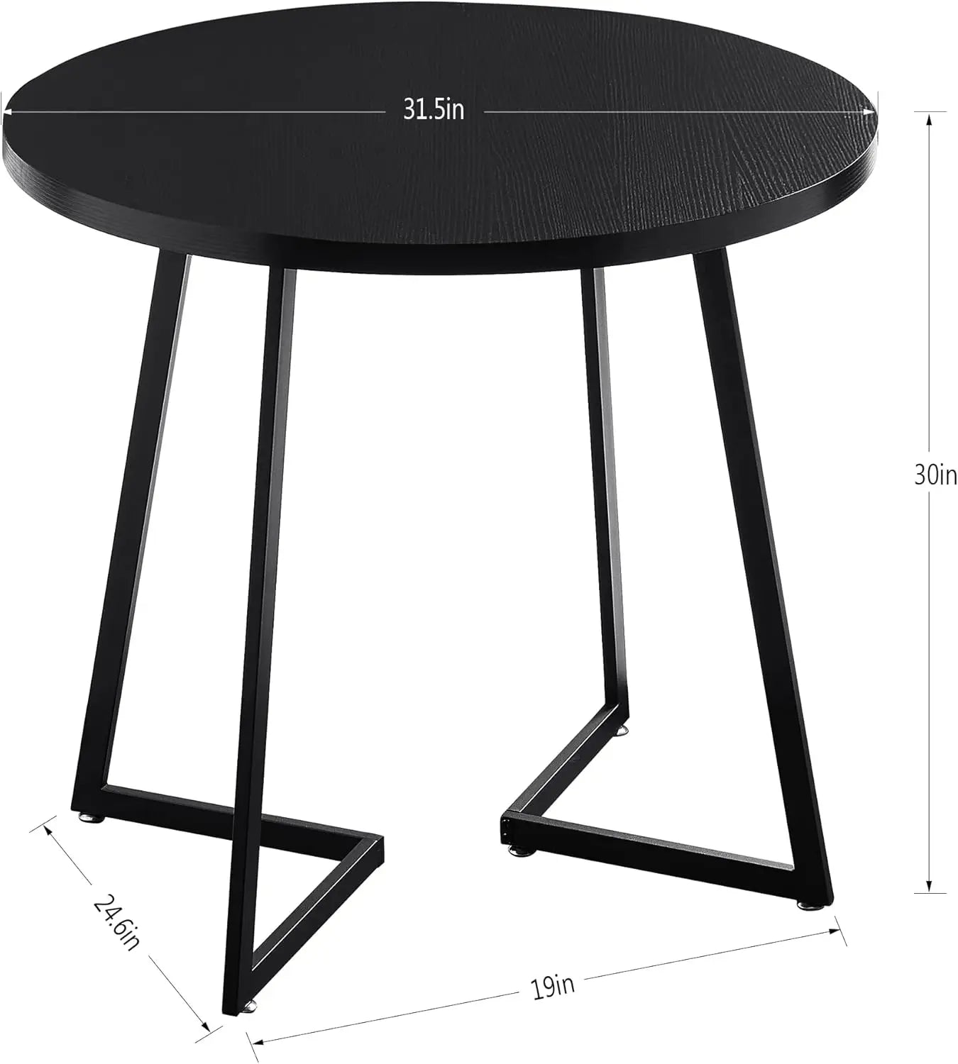 VECELO Round Dining Table Tabletop and Steel Frame, for Kitchen, Living Room, Office, Conference, 2 to 4 Person, Wood-grain