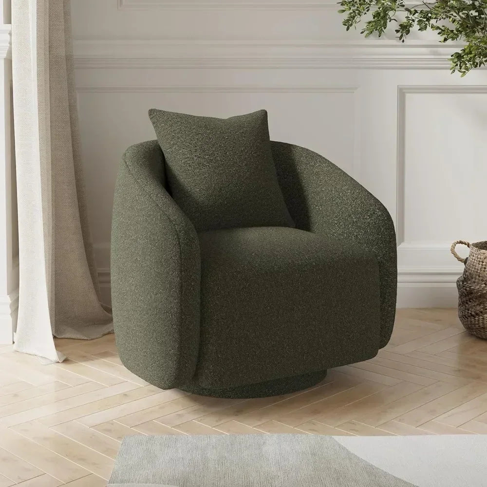 Wood Swivel Accent Chair Armchair Living Room Chairs Round Barrel Chair Living Room Bedroom Waiting Room Office Home Furniture