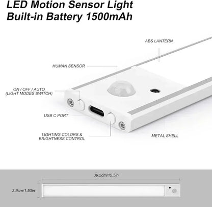 Lámpara de noche LED Xiaomi con sensor de movimiento, recargable por USB, 1500 mAh, para habitación, cocina, armario, escalera, pasillo