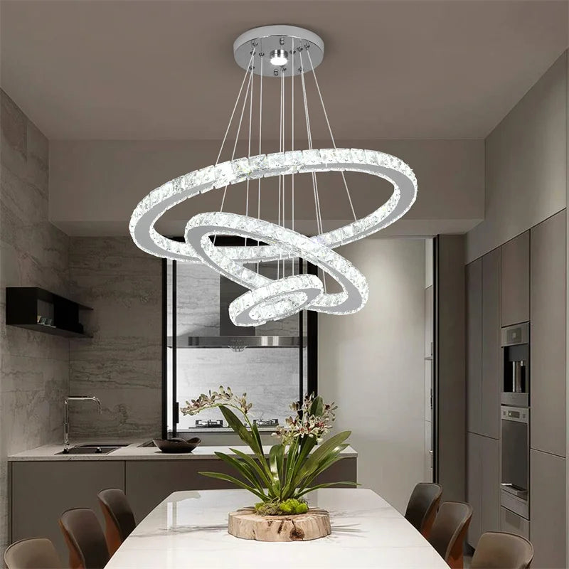 Modern Crystal Chandelier Dining Room Decor Pendant Hanging Light Fixtures For Living Room Ceiling Lamp Lustre Home Decoration