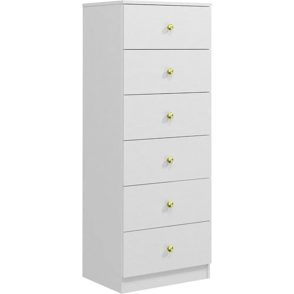 Chest of Drawers in the Bedroom Furniture Modern 6 Drawer Vertical Dresser Toilet Furniture Makeup Table Entryway (White) Office