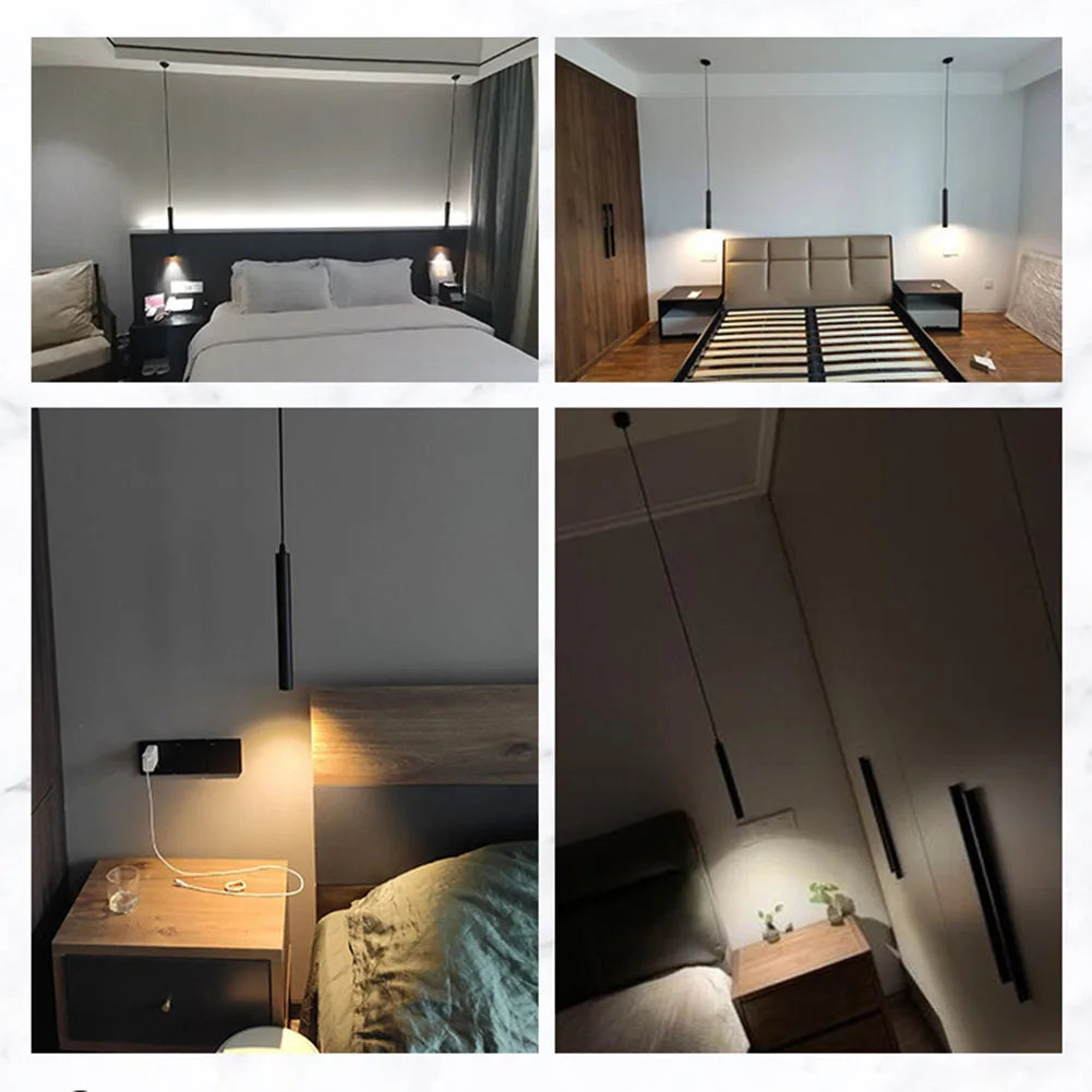 Lampe suspendue à LED nordique moderne à bande de ligne géométrique, luminaires suspendus pour restaurant, salle à manger, chambre à coucher, lampe de chevet