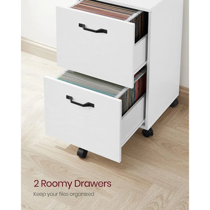 2-Drawer File Cabinet, Filing Cabinet for Home Office, Small Rolling File Cabinet, Printer Stand, for A4, Letter-Size Files