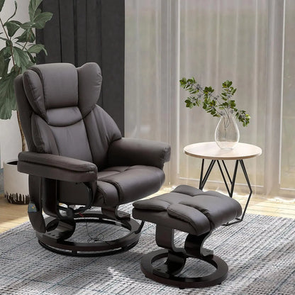 Fauteuil inclinable de massage avec repose-pieds ottoman, 10 points de vibration, fauteuil inclinable pivotant à 360°, chaise de salon en similicuir