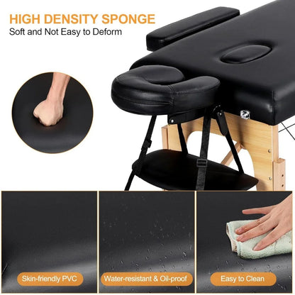 Yaheetech Table de massage Lit de massage Lit de cils portable pour extensions de cils Table de tatouage de beauté Réglable Noir