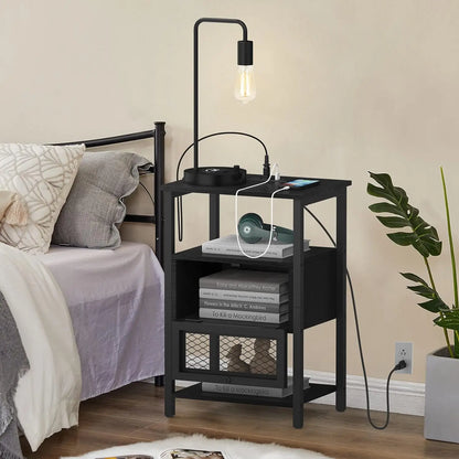 2PCs Modern Nightstand End Table Side Table w/USB Ports Storage Drawer Table Bedside Table