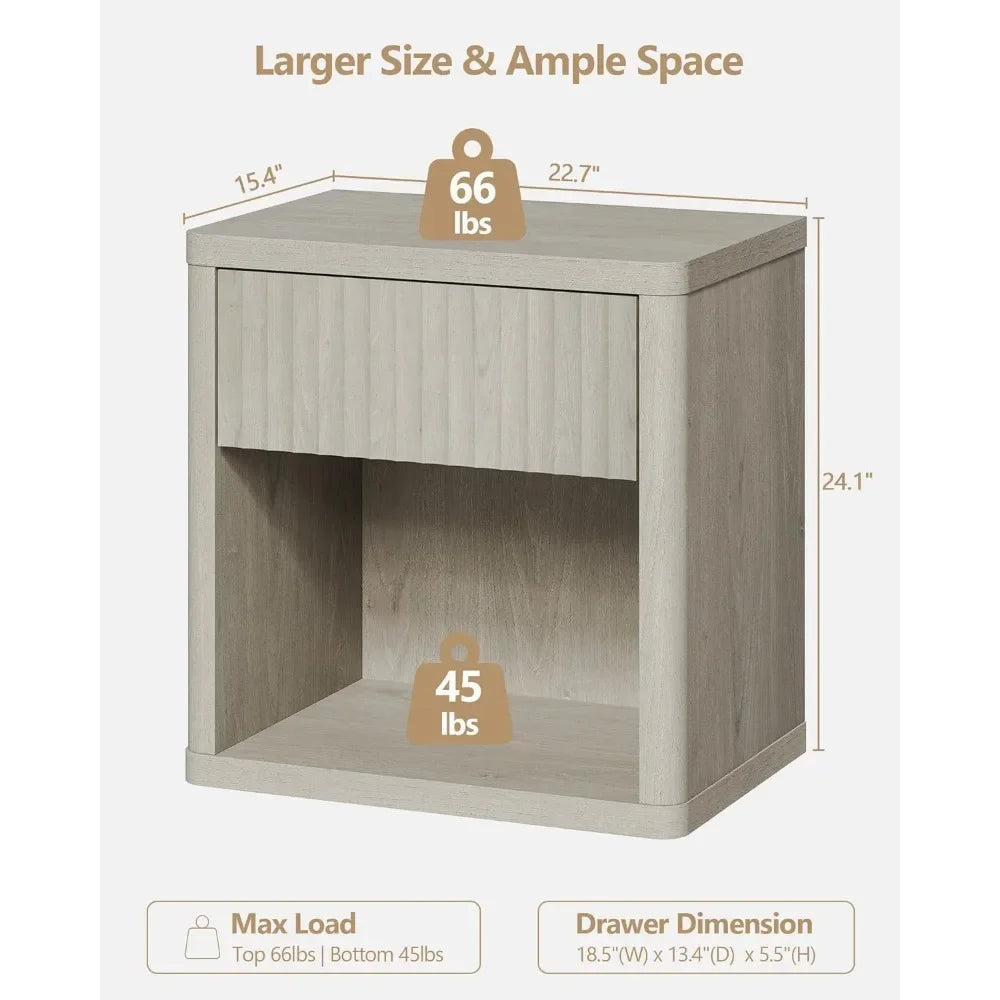 Ensemble de 2 tables de nuit avec tiroir de rangement, table d'appoint, table de chevet, grande table de chevet moderne en bois