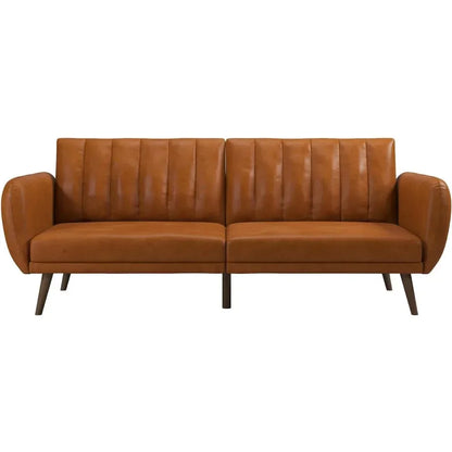 living room sofas Convertible Sofa & Couch, Camel Faux Leather Sofaes, Width: 81.5",Depth: 34.5",Height: 31.5" couch sofas