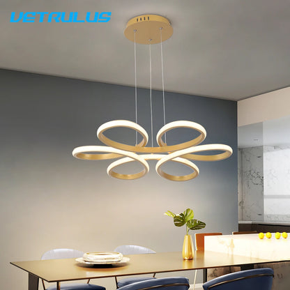 Modern Acrylic Pendant Light Gold Flower Led Ceiling Lamp Living Dining Room Nordic Chandelier Aisle Decor Balcony Hang Fixture