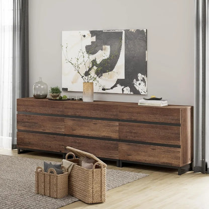 Dresser for Bedroom, Closet Organizers and Storage with 6 Drawers, Chest of Drawers with Metal Base, Modern Wood Dresser