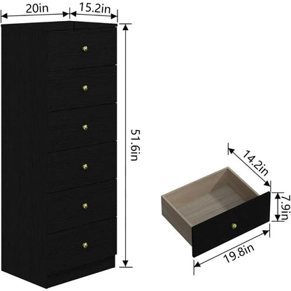 Cómoda en el dormitorio Muebles modernos de tocador vertical de 6 cajones Mueble de baño Mesa de maquillaje Entrada (blanco) Oficina