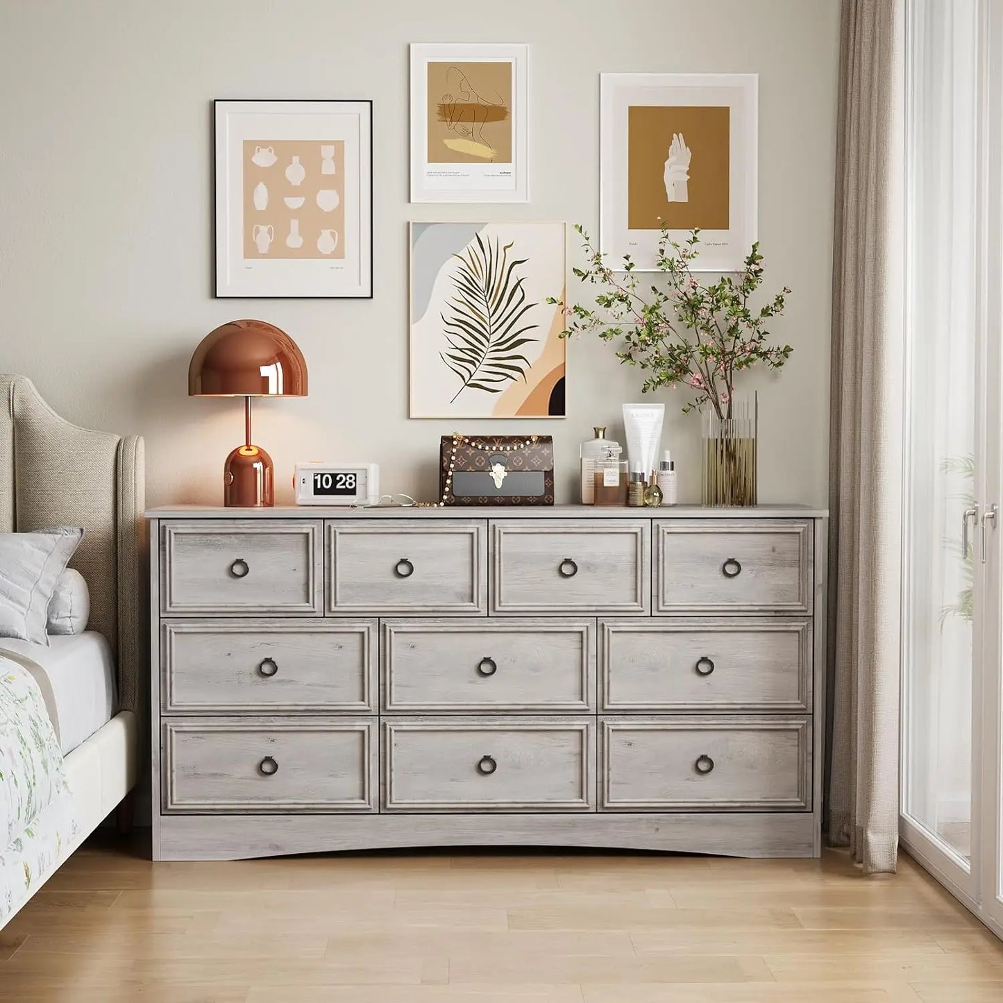 Commode à tiroirs moderne, commodes pour chambre à coucher, organisateurs de placard et vêtements de rangement - Poignée facile à tirer