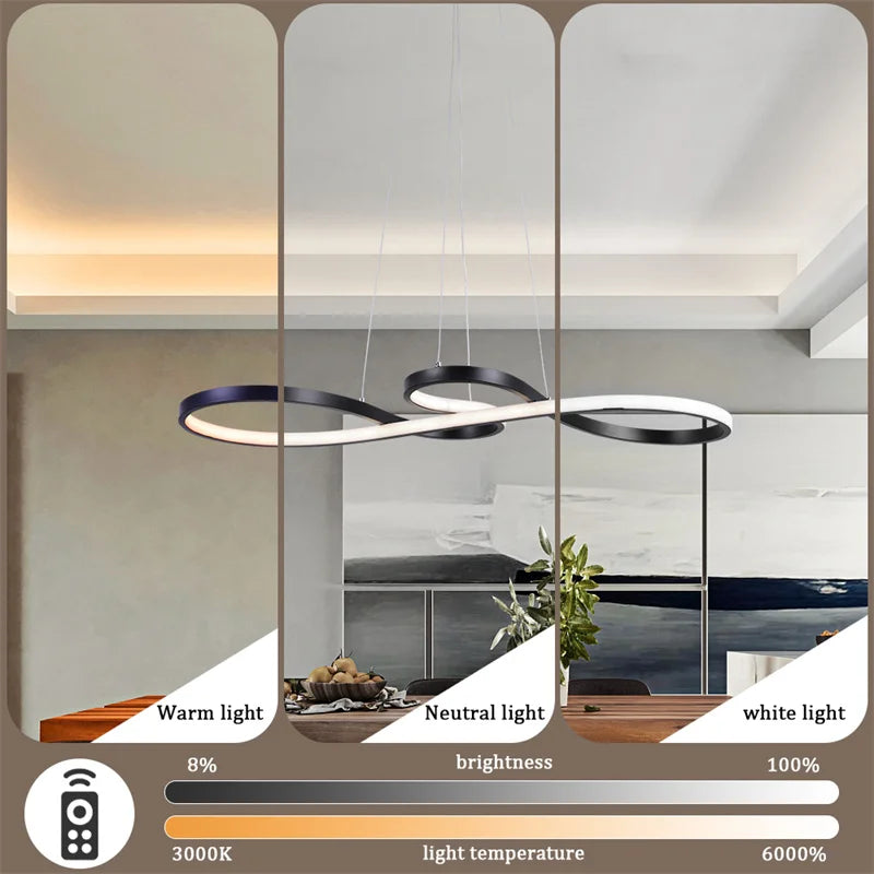 Modern Pendant Light With Remote Dimmabl Decor Living Room Chandeliers Led Simple Luminaire Dimming Kitchen Florarium Fixtures