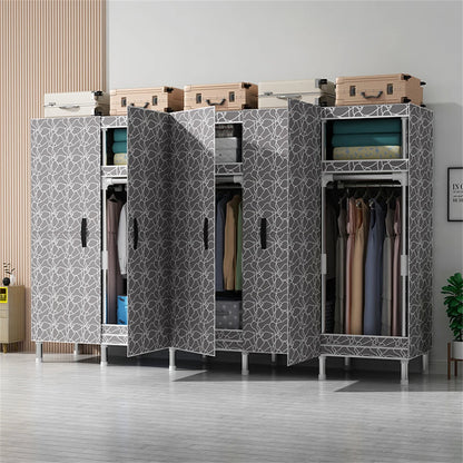 LEEGOHOME Wardrobes Closet Cloth Bedroom Furniture 85/125/166/207x45x170cm 26mm Steel Pipe Support Storage Household