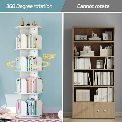 Rotating Children Bookcase Display Bookshelf Organizer Floor Standing Book Shelf Dollhouse Bookcase