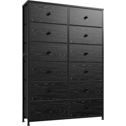 Dresser for Bedroom with 12 Drawers Tall Dressers & Chests of Drawers for Bedroom Dresser for Closet Wooden Top & Metal Frame