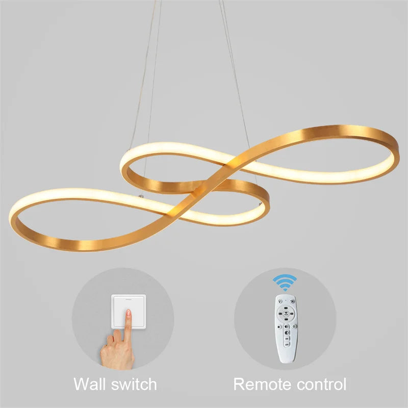 Lustre d'art d'intérieur avec télécommande à intensité variable, luminaire suspendu à LED simple pour salle à manger, luminaire suspendu de cuisine