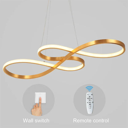 Lustre d'art d'intérieur avec télécommande à intensité variable, luminaire suspendu à LED simple pour salle à manger, luminaire suspendu de cuisine