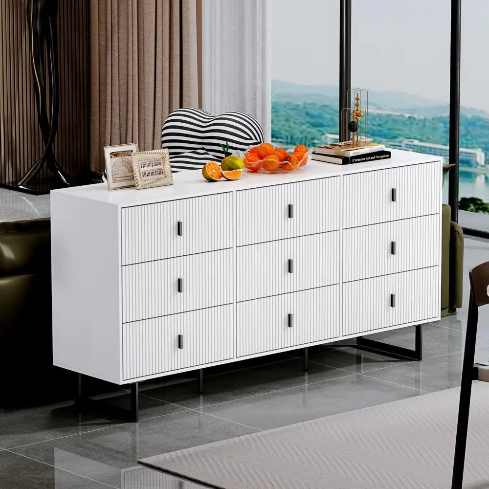 9 Drawer Dresser for Bedroom, Large Double Dresser with Wide Drawers, Modern Chest of Drawers,Storage Organizer Dresser