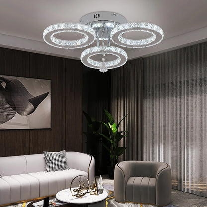 Modern Lustres K9 Crystal Chandelier Ceiling Lamps 3 Rings Stainless Steel Hanging Light Fixture Led Pendant Lamp Home Appliance