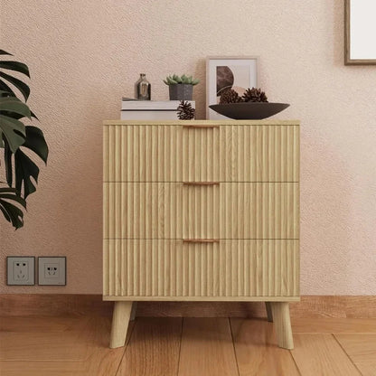 Dresser,3 Drawer Dresser,with Waveform Panel,Modern Closet Dressers Chest of Drawers,Wood Storage Dresser