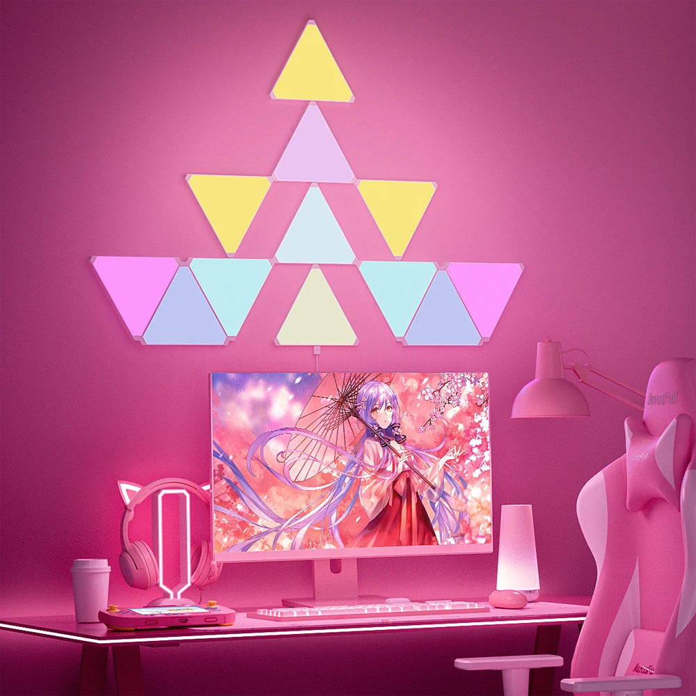 Lampes triangulaires LED super fines WIFI Bluetooth, applique murale d'intérieur, contrôle par application, veilleuse LED pour ordinateur, jeu, décoration de chambre à coucher