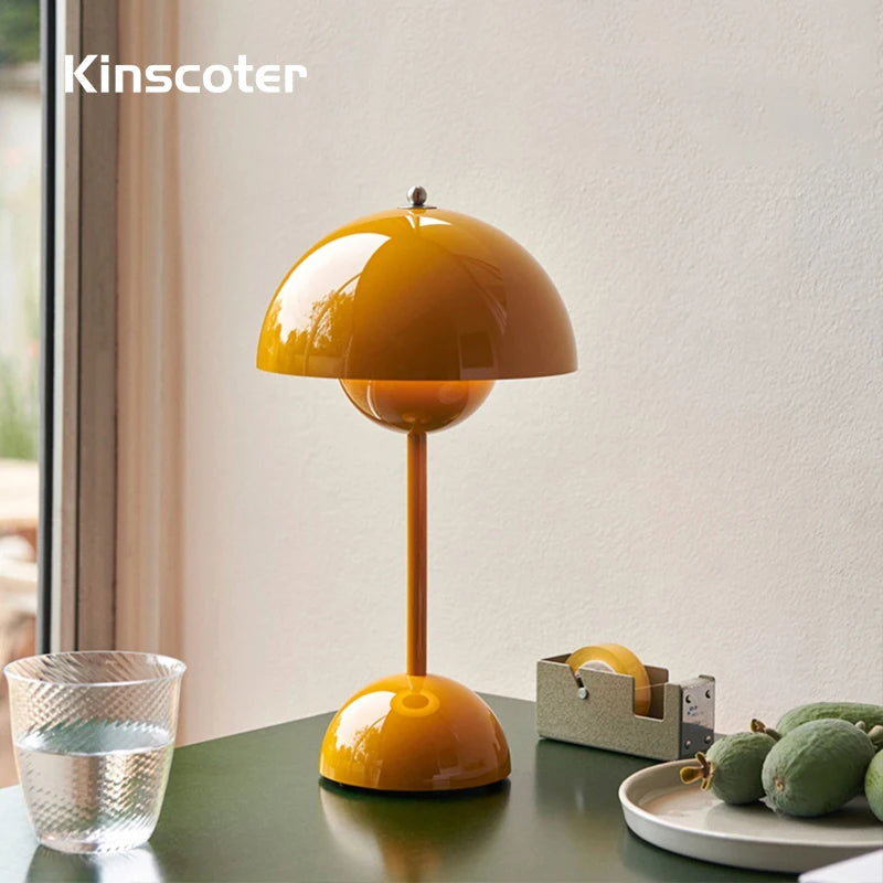 Lámpara de mesa LED con forma de flor y diseño retro nórdico de KINSCOTER, recargable, con 3 temperaturas de color, 1500 mAh, para dormitorio y hogar, luz de noche